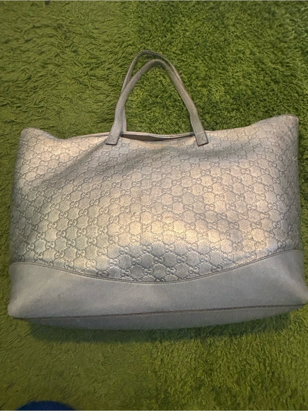 Gucci Silver Monogram Tote Bag